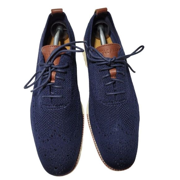 Cole Haan Men Zerogrand Stitchlite Knit Wingtip Oxford Shoe C24947 10 M Blue NEW - Picture 8 of 15